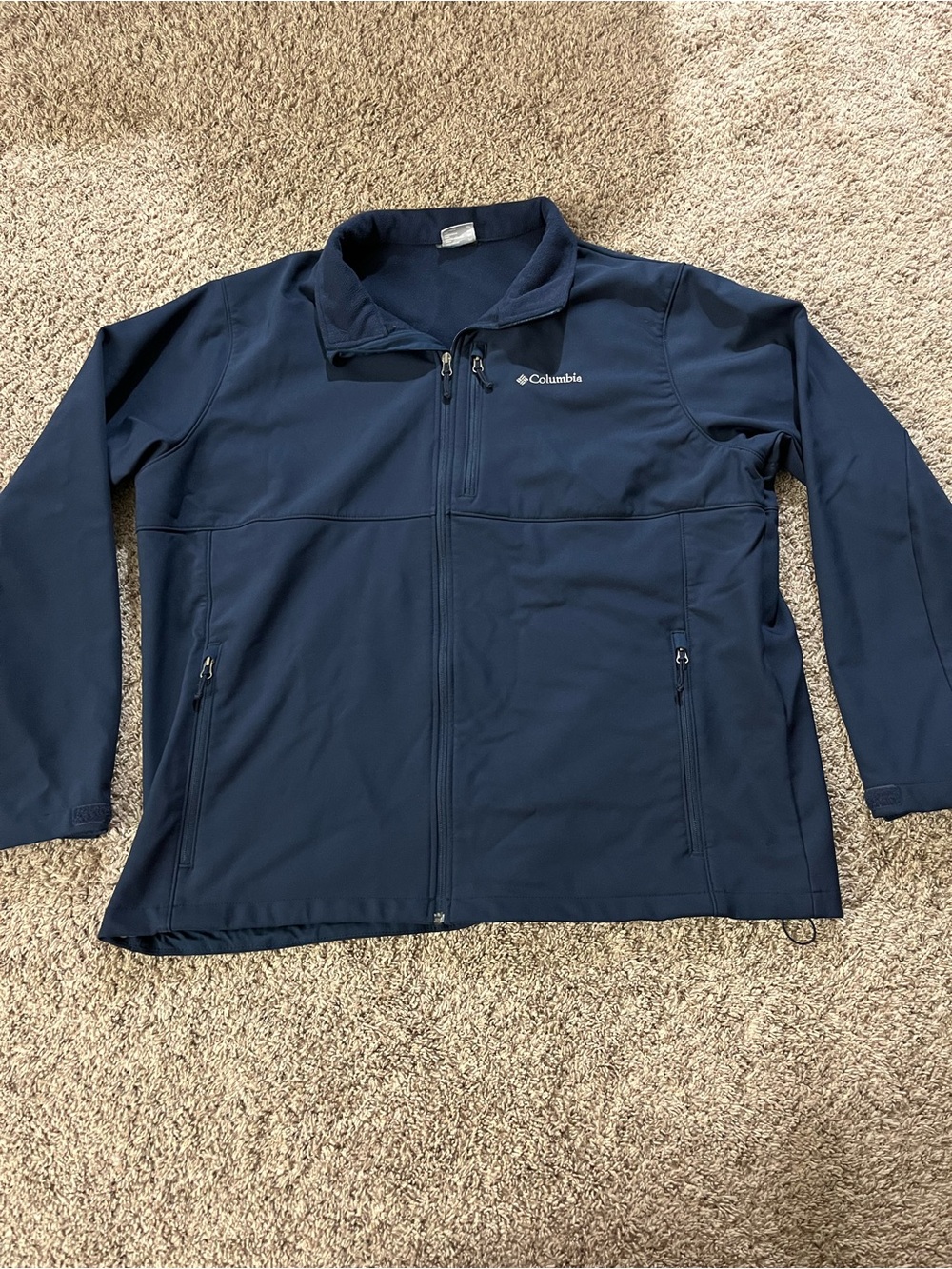 Columbia Men's Ascender Softshell Jacket Navy Blue Full-Zip Rain Coat Size 3XLT